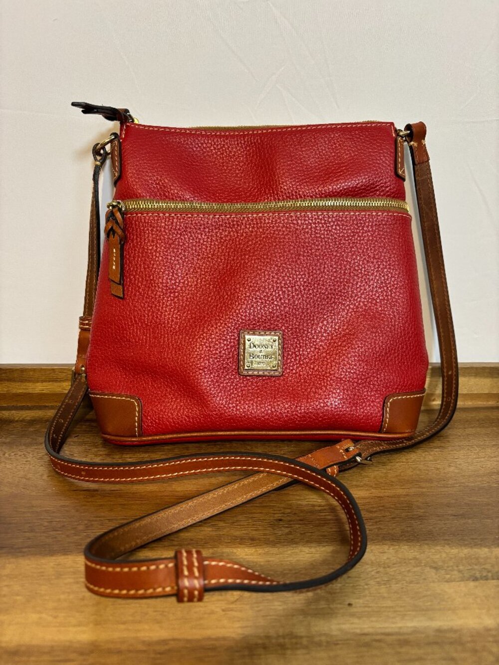 Dooney & Bourke Red Pebble Grain Leather Shoulder Crossbody